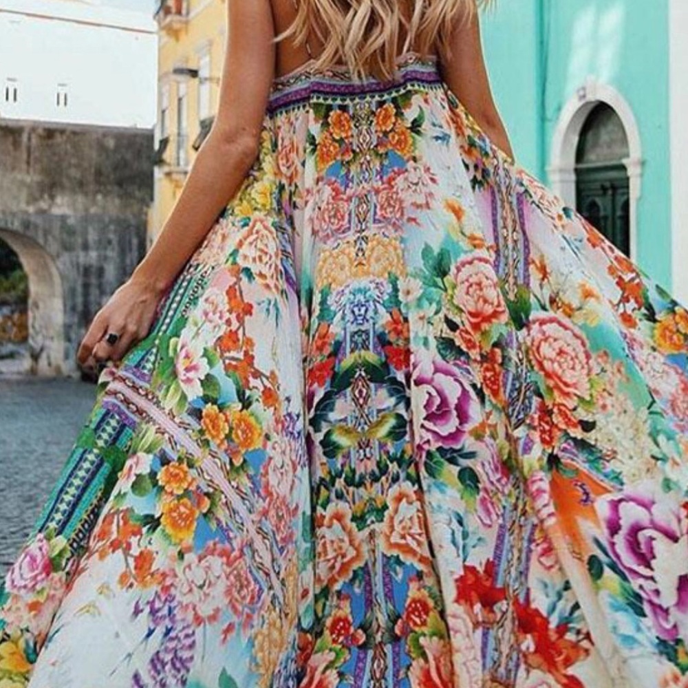 Floral spaghetti beach dress (never worn)